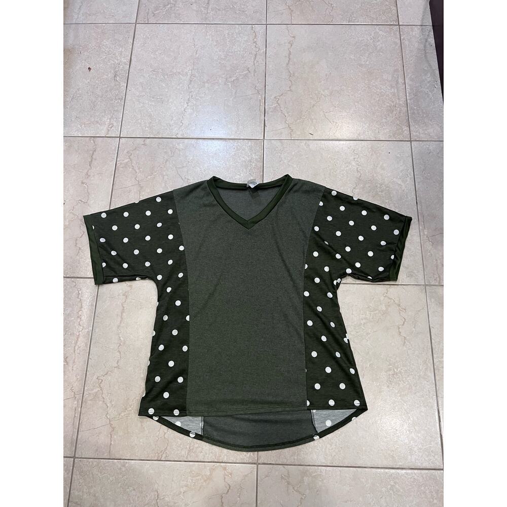 New Sew in Love Green polka dot top sz M